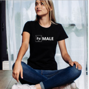 Modern Element Iron Fe   Periodic Table White Text T-Shirt