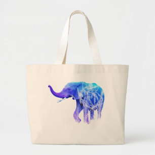 Modern Elephant Animal Digital Art elephants Large Tote Bag