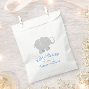 Modern Elephant Baby Boy Shower Blue and Grey Favour Bags