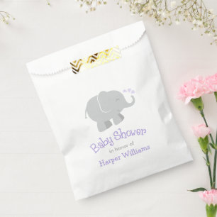 Modern Elephant Baby Girl Shower Purple and Grey Favour Bags