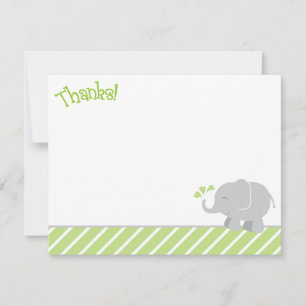 Modern Elephant Baby Shower Green and Grey Thank You Card