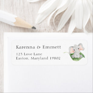 Modern Elephant Baby Shower Return Address
