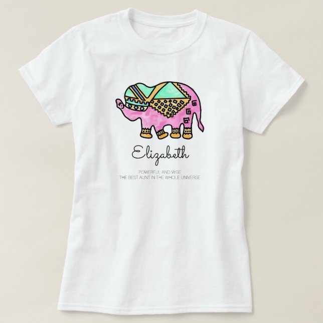 Modern elephant colourful animal personalised T-Shirt (Design Front)