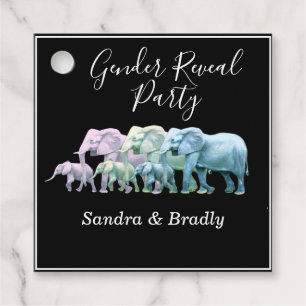 Modern Elephant Gender reveal party Invitation Favour Tags