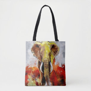 Modern Elephant Oil Painting Abstract Tote Bag