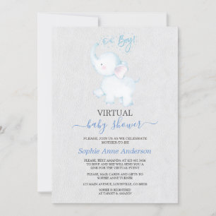 Modern Elephant Virtual Baby Shower By Mail Invitation