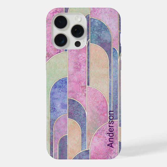 Modern Eligant Retro Line Monogram iPhone Case (Back)