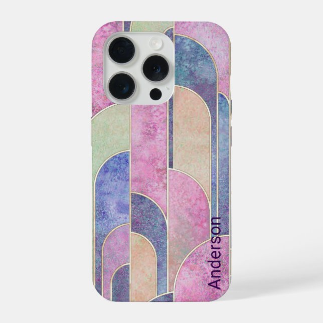 Modern Eligant Retro Line Monogram iPhone Case (Back)