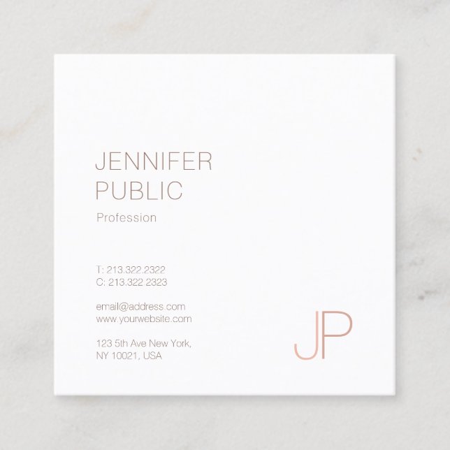 Modern Elite Design Elegant Monogram Plain Luxury Square Business Card (Front)