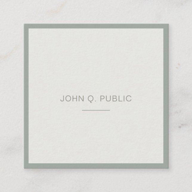 Modern Elite Simple Design Elegant Green Template Square Business Card (Front)