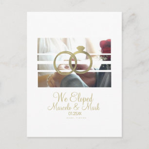 Modern Eloped Photo Blinds Faux Gold Ring Postcard