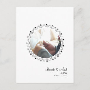 Modern Eloped Photo Circular Hearts Postcard