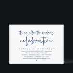 Modern Elopement, After the wedding celebration In Invitation<br><div class="desc">Modern Navy Blue Script themed,  wedding elopement invitation card (After the wedding celebration). It is perfect for your wedding elopement reception / post wedding celebration party. Add your details in matching black font / lettering.</div>