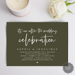 Modern Elopement, After the wedding celebration Invitation<br><div class="desc">Modern Minimal Olive Green greenery themed,  wedding elopement invitation card (After the wedding celebration). It is perfect for your wedding elopement reception dinner party and dancing / post wedding the morning after brunch. Add your wedding celebration details.</div>