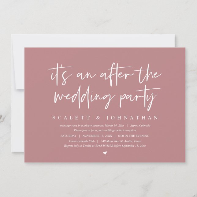 Modern Elopement, After the wedding Party Invitation (Front)