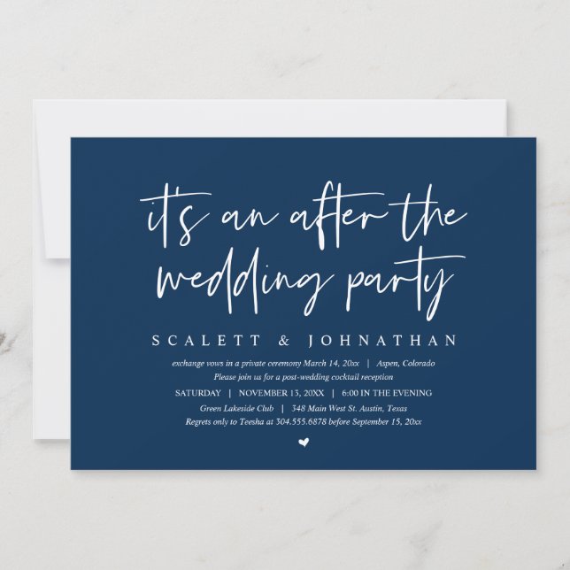 Modern Elopement, After the wedding Party Invitation (Front)