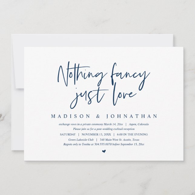Modern Elopement, Nothing Fancy, Just Love Invitat Invitation (Front)