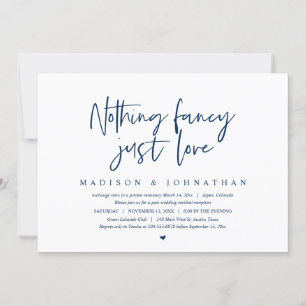 Modern Elopement, Nothing Fancy, Just Love Invitat Invitation