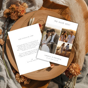 Modern Elopement We Said Yes Rustic Wedding Photo Announcement