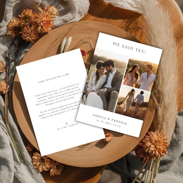 Modern Elopement We Said Yes Rustic Wedding Photo Announcement (Creator Uploaded)