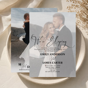 Modern Elopement Wedding Reception Photo Overlay Invitation