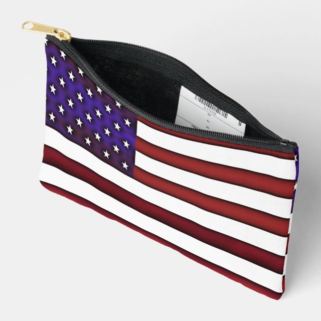 Modern Embossed American Flag Accessory Pouch (Open)