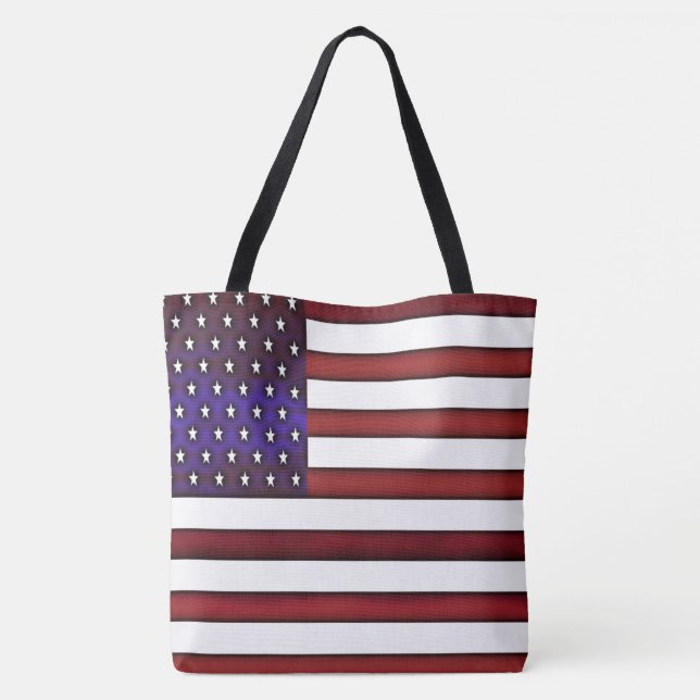 Modern Embossed American Flag Tote Bag (Back)
