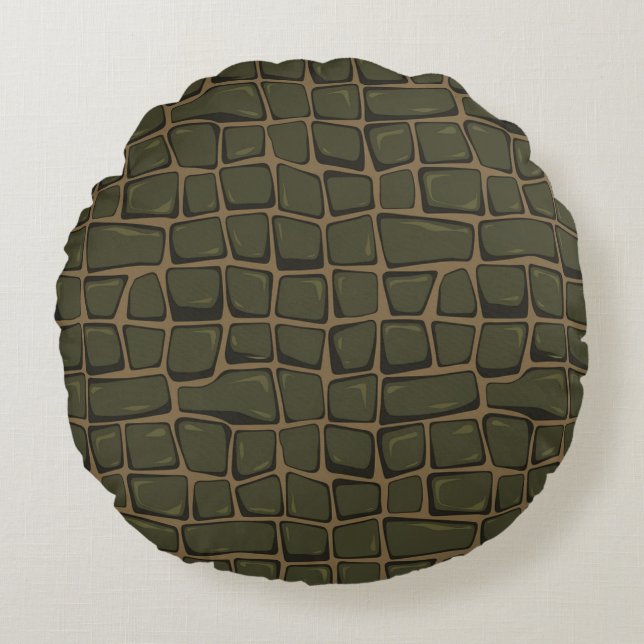 Modern Embossed Crocodile Skin Round Cushion (Front)