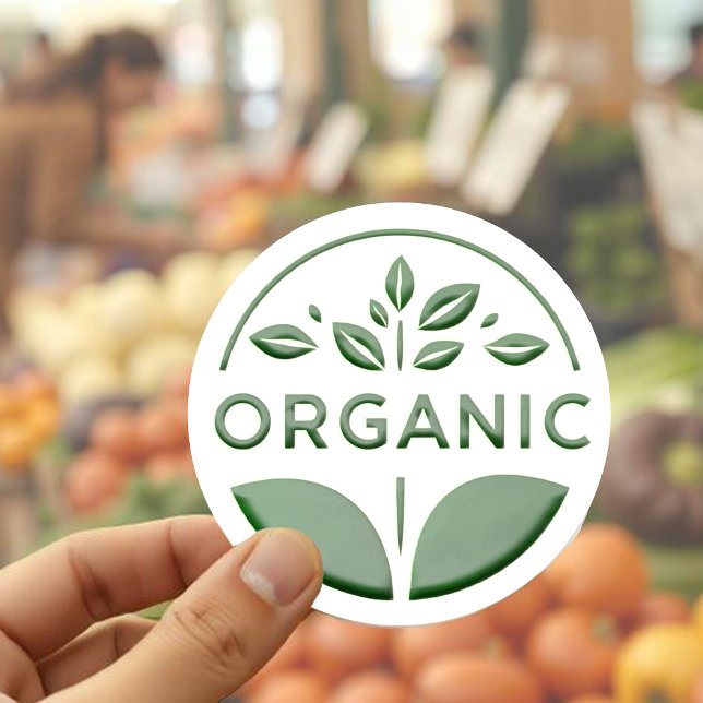 Modern Embossed Style Green Leaf Organic Label (Creator Uploaded)