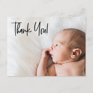 Modern Embrace: Elegant Baby Photo Birth Announcem Announcement Postcard