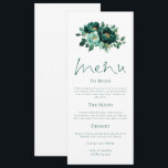 Modern Emerald and Gold Florals Wedding Menu Card<br><div class="desc">Modern Emerald and Gold Florals Wedding Menu Card. Available digitally and printed. Beautiful flowers are at the top,  with an elegant script for Menu and easy to personalise the rest of the text to your requirements.</div>