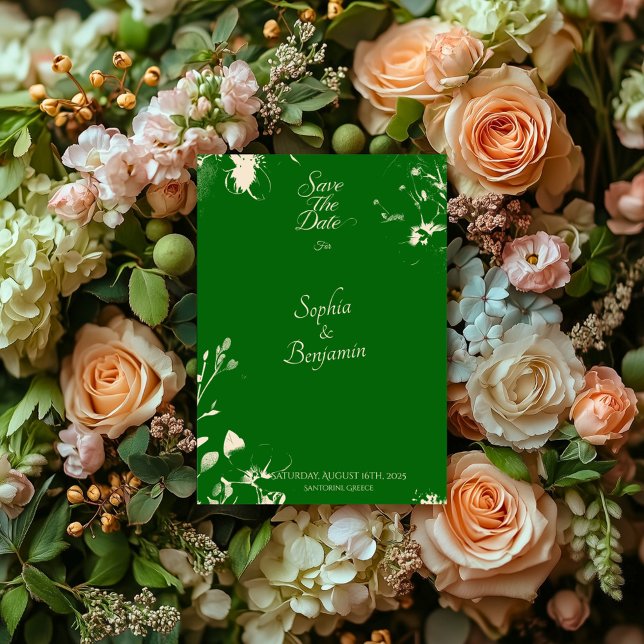 Modern Emerald & Champagne Minimal Save the Date Invitation (Creator Uploaded)