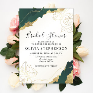 Modern Emerald Gold Bridal Shower Invitation