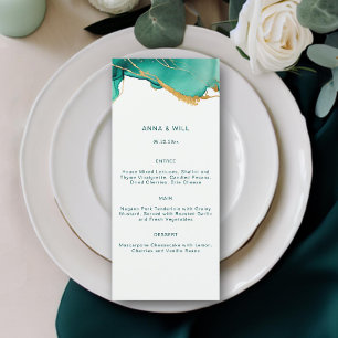 Modern Emerald Gold Teal Summer Beach Boho Wedding Menu