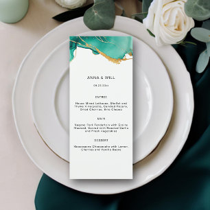 Modern Emerald Gold Teal Summer Beach Chic Wedding Menu