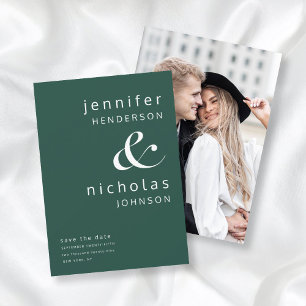 Modern Emerald Green Ampersand Photo Wedding Save The Date