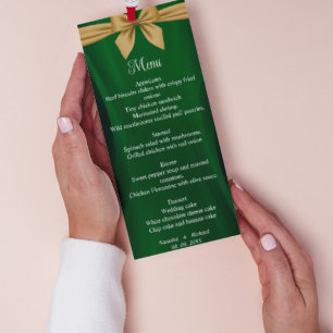 Modern Emerald green and gold wedding menu