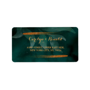 modern emerald green and leaves label