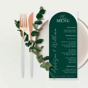 Modern Emerald Green Arch Wedding Menu