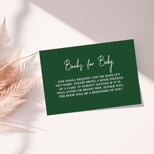 Modern Emerald Green Baby Shower Book Request  Enclosure Card (Creator Uploaded)