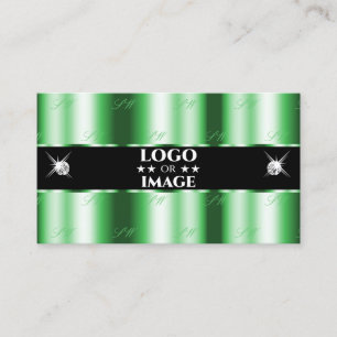 Modern Emerald Green Black Sparkle Jewels Add Logo Business Card