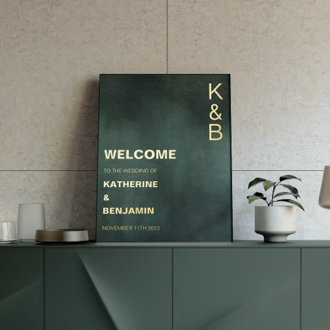 Modern Emerald Green Black Welcome Gold Foil Foil Prints (Creator Uploaded)