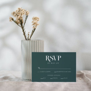 Modern Emerald Green Chic Bold Text Wedding RSVP Enclosure Card