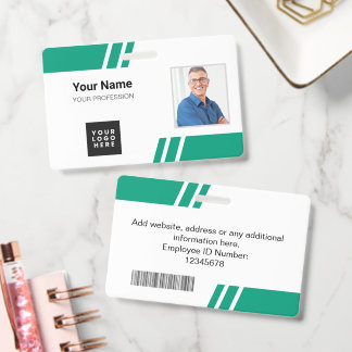 Modern  Emerald Green Custom Employee ID Badge