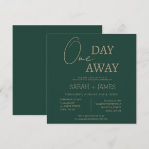 Modern Emerald Green Day Away Rehearsal Dinner  Invitation