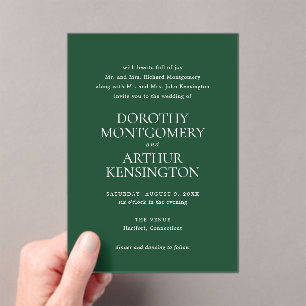 Modern Emerald Green Elegant Wedding Acrylic Invitations