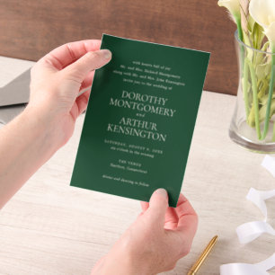 Modern Emerald Green Elegant Wedding Vellum Invitations