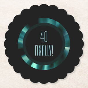 Modern Emerald Green Floral – Black Accents Paper Coaster