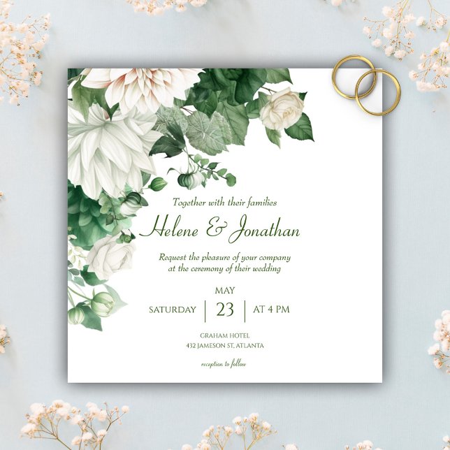 Modern Emerald Green Floral Wedding Invitation (Modern Emerald Green Floral Wedding Invitation)
