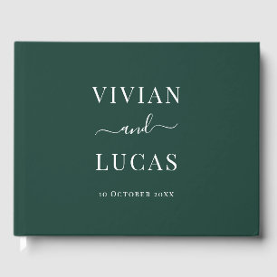 Modern Emerald Green Formal Minimal Wedding Guest Book